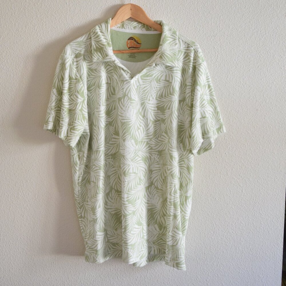 C&C CALIFORNIA Mens Cotton Blend Tropical Shirt Green White Size XXL